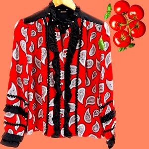 Dodo Bar Or Red Paisley Blouse ♥️